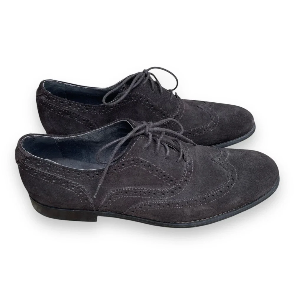 John Varvatos Star USA Mens Wingtip Oxford Suede Dress Shoes Dark Brown Size 10M